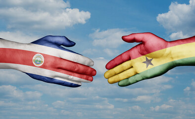 Ghana and Costa Rico country handshaking with flags, consensus concept international co-operation illustration