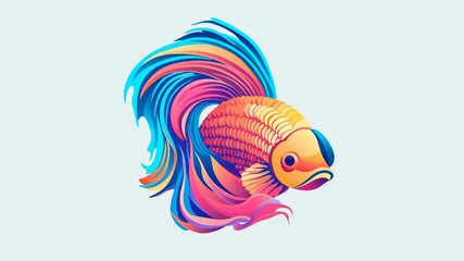 Fototapeta premium Modern colorful betta fish logo, fish mascot e-sport logo. Vector Illustration.
