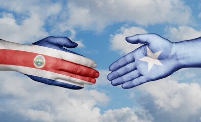 Somalia and Costa Rico country handshaking with flags, consensus concept international co-operation illustration