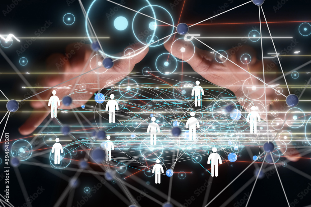 Poster conference Digital Network and data concept 3d