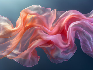 Obraz premium A pale pink, long fabric floatig in the air on pastel background