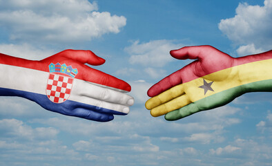 Ghana and Croatia country handshaking with flags, consensus concept international co-operation illustration