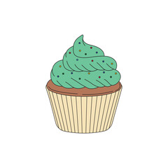kids drawing cartoon Vector illustration cute cupcake icon Isolated on White