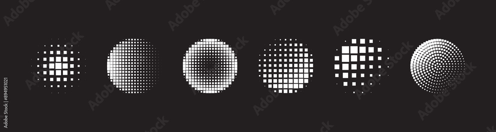 Poster logo design element. halftone circular dotted frames set