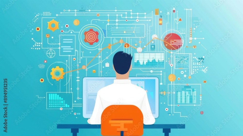 Poster adaptive learning paths on digital screen, data analytics