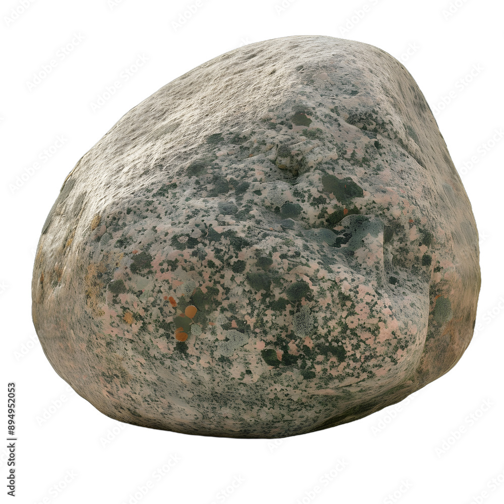 Poster [Transparent Background PNG]Large Gray and Pink Granite Boulder Isolated On White