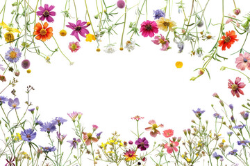 PNG Colorful wildflowers on white background