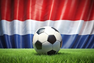 Naklejka premium Netherlands flag with soccer ball. Football