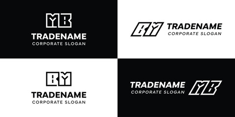 Letters BM and MB Square and Dynamic Logo Set, for business with Initials MB or BM
