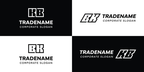 Letters BK and KB Square and Dynamic Logo Set, for business with Initials KB or BK
