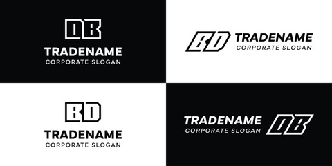 Letters BD and DB Square and Dynamic Logo Set, for business with Initials DB or BD