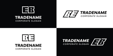 Letters BE and EB Square and Dynamic Logo Set, for business with Initials EB or BE