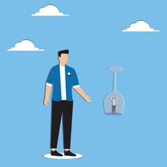 Employee or customer retention, reduce churn rate or talent management, company loyalty or CRM customer relationship management concept, businessman hold glass to retain small employee inside