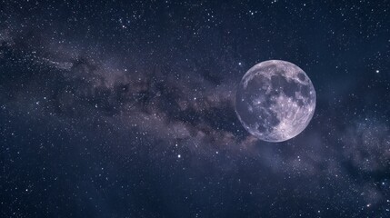 Naklejka premium moon with milky way background