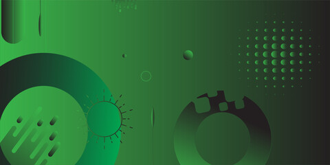 Obraz premium banner background. colorful. bright green gradation. orange cirlce. abstract memphsi