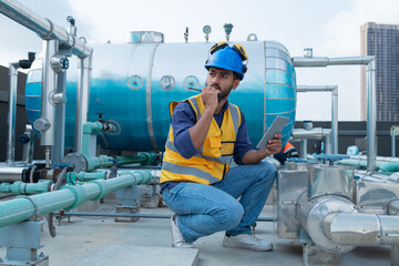 Technician Operating Control Panel in Industrial Setting