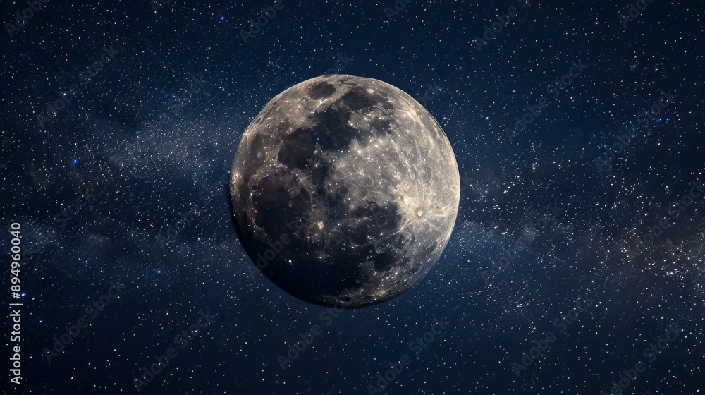 Wall mural moon with milky way background