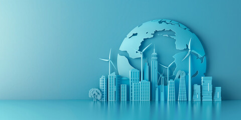 Fototapeta premium A holographic digital cityscape emerging from a tablet, representing advanced technology, smart cities, and futuristic urban development in a sleek, high-tech visualization..