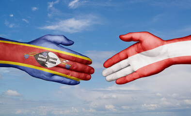 Austria and Eswatini country handshaking with flags, consensus concept international co-operation illustration