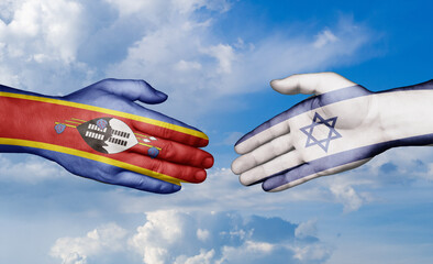 Israel and Eswatini country handshaking with flags, consensus concept international co-operation illustration