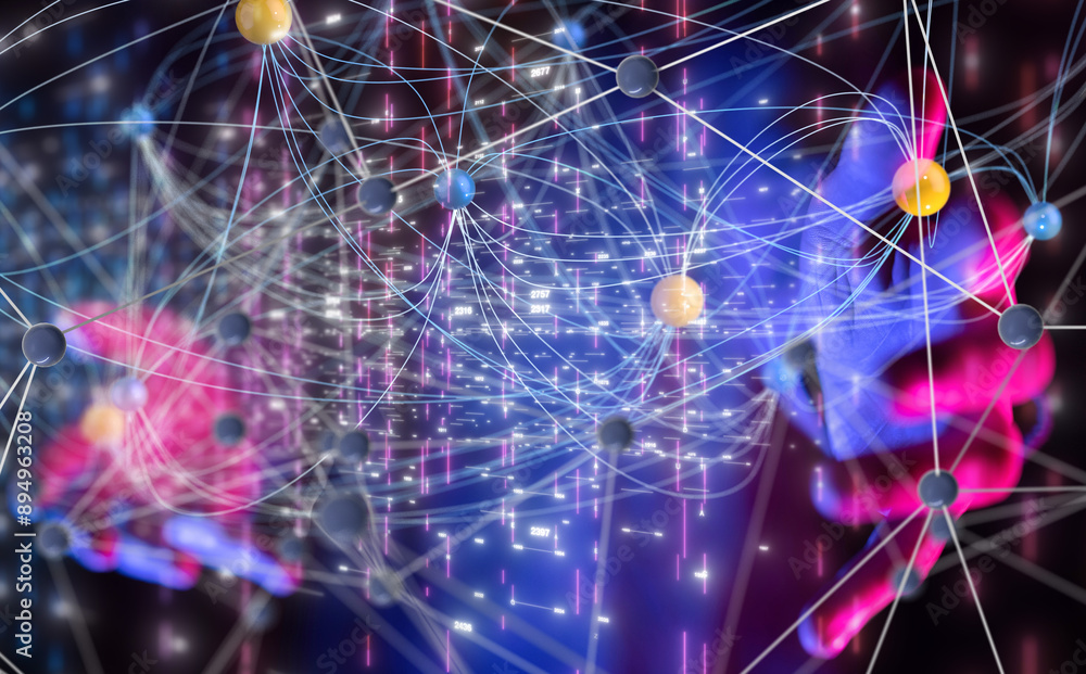 Poster conference digital network and data concept 3d