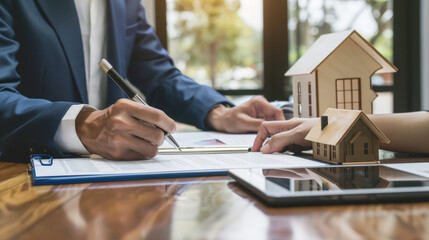 Real Estate Agents Signing Documents in Office