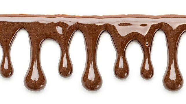 Dripping Chocolate on White Background