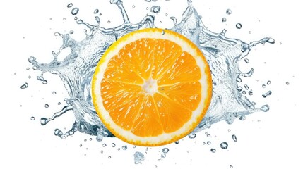 Orange Slice Splashing in Water