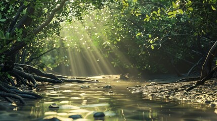 Fototapeta premium mangrove area. mangrove day background concept