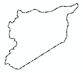 Doodle freehand dash line drawing of Syria map.