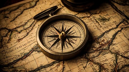 Graphic design with vintage maps and compasses

