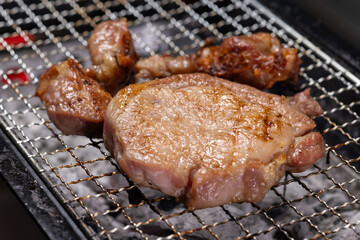 Grilled Steak with Vegetables on BBQ