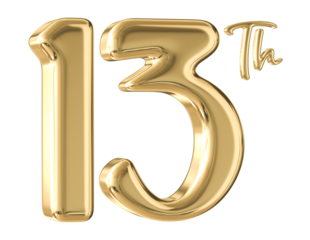 13th Anniversary Gold Number 3D
