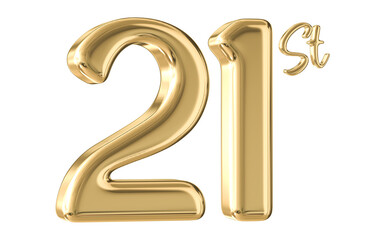 21st Anniversary Gold Number 3D