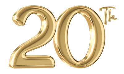 20th Anniversary Gold Number 3D