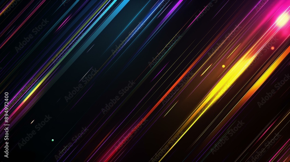 Poster an abstract background featuring colorful light streaks and glowing elements in diagonal orientation