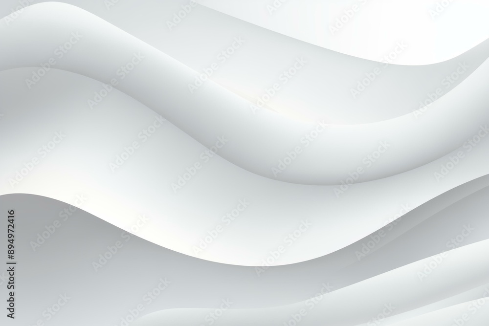Poster the image displays an abstract pattern of smooth, flowing white and light gray waves, creating a sof
