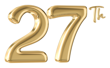 27th Anniversary Gold Number 3D