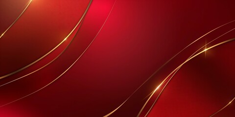 Elegant red background with golden curved accents. © panumas