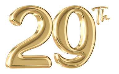 29th Anniversary Gold Number 3D