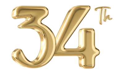 34th Anniversary Gold Number 3D