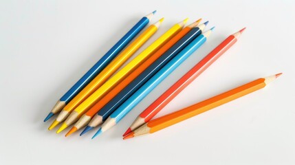 Fototapeta premium Vibrant pencils on white background art tools