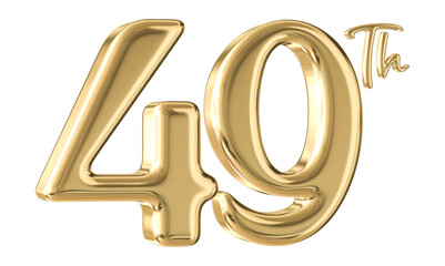 49th Anniversary Gold Number 3D