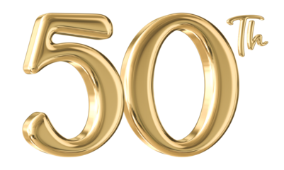 50th Anniversary Gold Number 3D