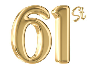 61st Anniversary Gold Number 3D