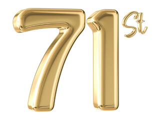 71st Anniversary Gold Number 3D