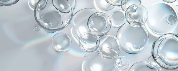 Multiple bubbles overlapping slightly on a blank white canvas, creating an interesting visual effect with light and shadows.