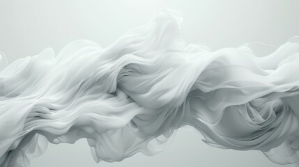 The image is a white, long, flowing piece of fabric that appears to be made of smoke. The fabric is so long that it extends from the top left corner of the image to the bottom right corner