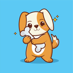 adorable puppy hugging a bone
