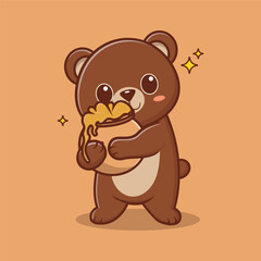 adorable bear hugging a barrel of honey
